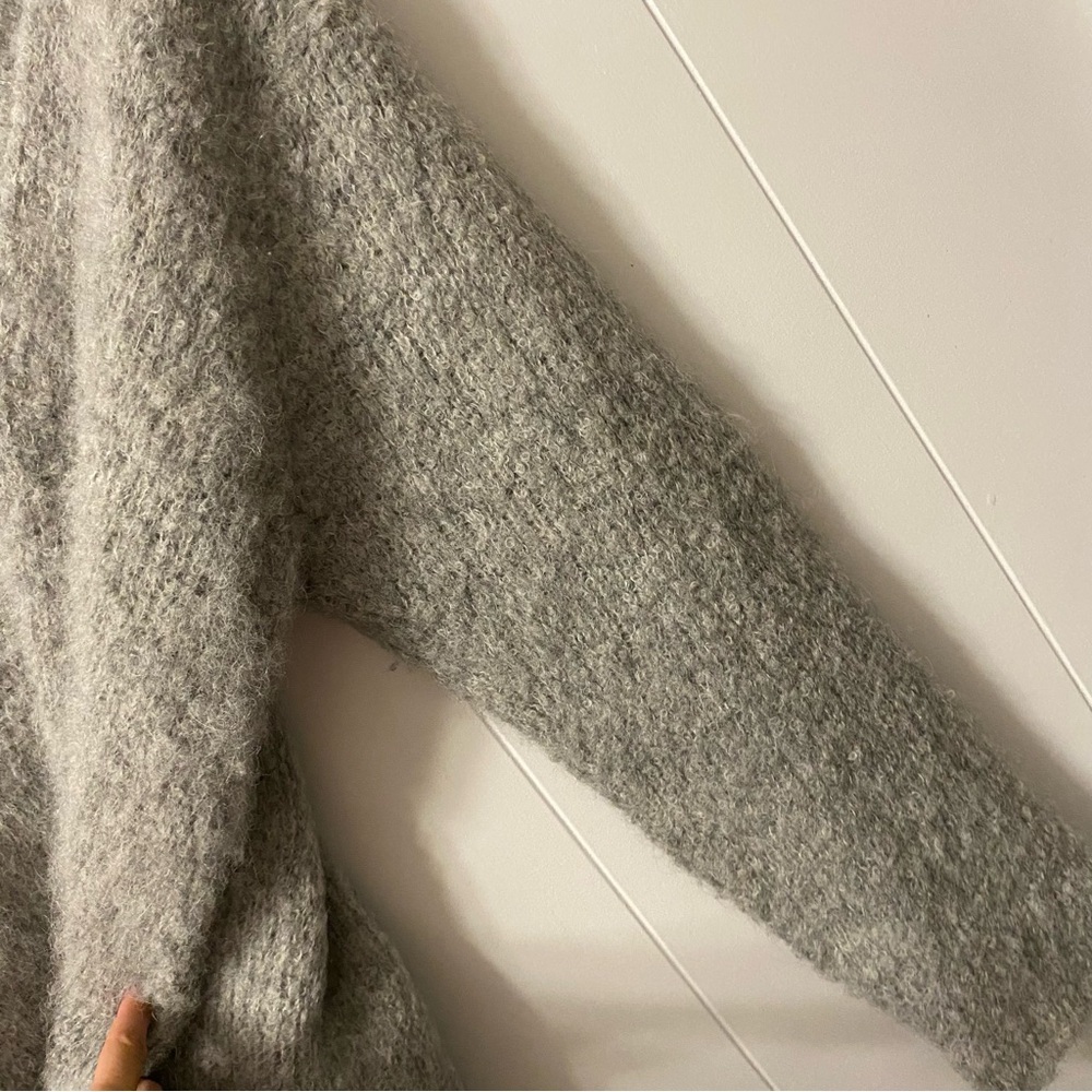 Lauren Manoogian Alpaca Hand Knit V Neck Sweater Grey Loomed Peru Slouchy Boxy - Picture 9 of 16